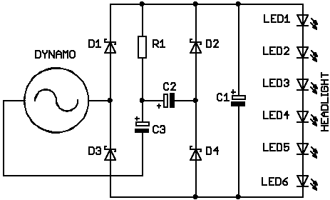 6 LEDs in a bicycle headlight