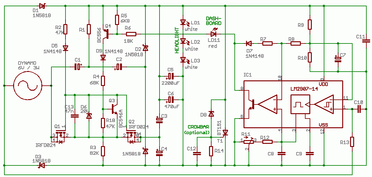 Dynamo LED Light Systems for Bicycles (electronic circuits)